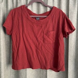 GAP Women's Deep Red Short Sleeve Cropped Top
